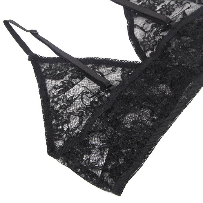 Комплект білизни з рукавичками Star Night мереживний, чорний, XS-S