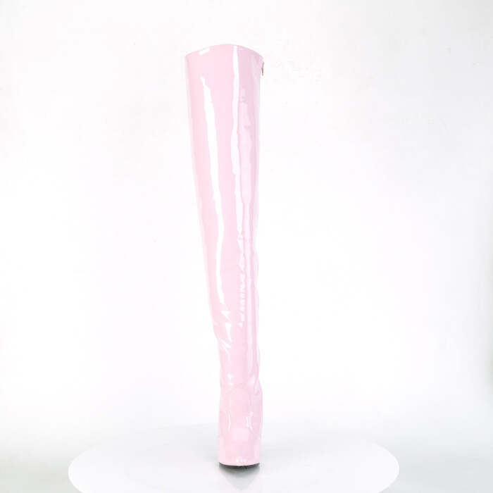 Boots Seduce-3010 Классические гладкие сапоги до бедра на каблуке 5 дюймов, с боковой молнией, нежно-розовые