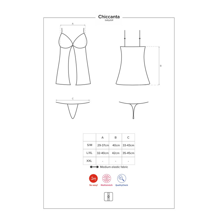 Бебідол Obsessive Chiccanta babydoll & thong black L/XL