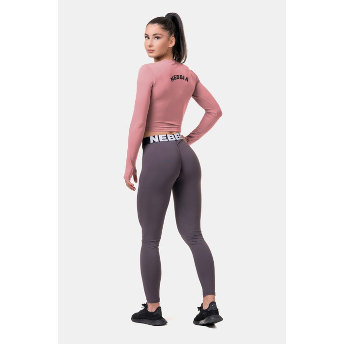 Топ Long Sleeve Thumbhole Sporty Crop Top Old Rose 585 Roze