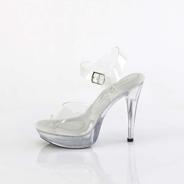 Босоножки Cocktail-508MG, каблук 5 дюймов, ремешок на щиколотке 1 дюйм, с мелкими блестками, прозрачные