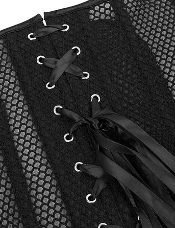 Корсет из сетки с узором Star Night с крючками и шнуровкой, с трусиками в комплекте, S (без коробки)