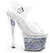 Босоніжки Pleaser Sky-308GF *7 дюймів на підборах, 2 3/4 дюйма з блискітками та ремінцем на щиколотці, прозорі/сріблясті