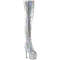 Чоботи Pleaser Bejeweled-3011-7 *7 дюймів на підборах, 2 3/4 дюйма з відкритим носком та застібкою-блискавкою збоку, сріблясті