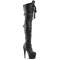 Сапоги Pleaser Adore-3028, каблук 7 дюймов, высота 2 3/4 дюйма, шнуровка, тройная пряжка, боковая молния, чёрная искусственная кожа/чёрный