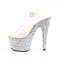 Босоножки Pleaser Bejeweled-708MS, каблук 7 дюймов, ремешок на щиколотке шириной 2 3/4 дюйма, босоножкии с разноцветными ремешками RS, прозрачный/серебристый