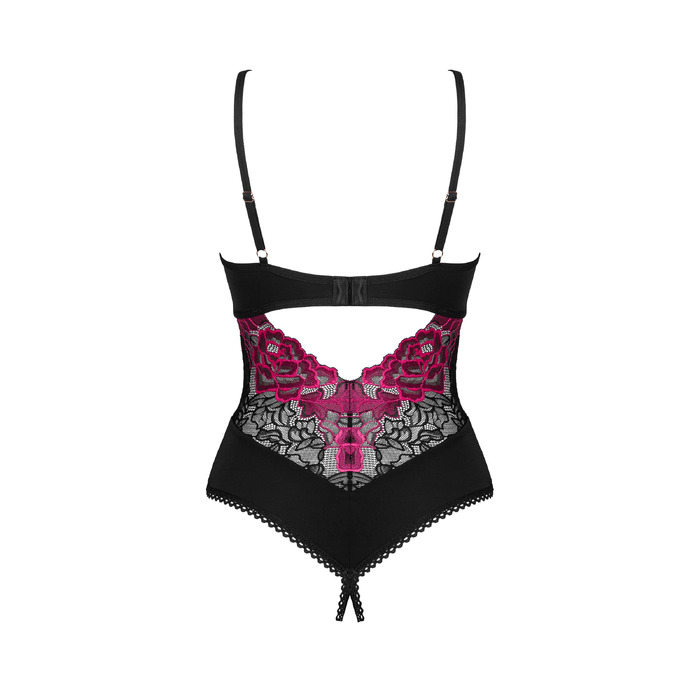 Боді з квітковим мереживом Obsessive Rosenty та відкритим доступом, XS/S