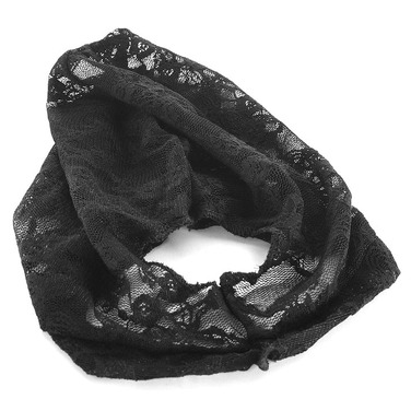 Кружевная маска на голову Master Series с открытым ртом, черная