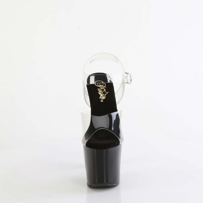 Босоніжки Bliss-708 **7-дюймовий каблук з бісером, 3 1/4-дюймовий ремінець на щиколотці PF, прозорі/чорні