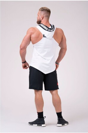 Майка с капюшоном NEBBIA NO EXCUSES Tank Top with a Hoodie 173 white