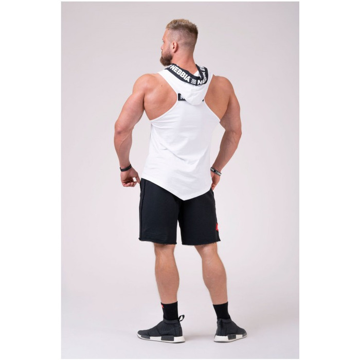 Майка с капюшоном NEBBIA NO EXCUSES Tank Top with a Hoodie 173 white