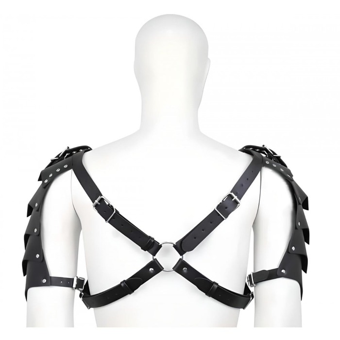 Мужская портупея с объемными плечами , экокожа, черная, One Size