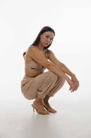 Muse — Сітчасті Штани З Манжетами Для Pole Dance, Heels Та Студійних Тренувань - бежевий