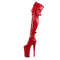 Boots Pleaser Beyond-3028, каблук 10 дюймов, высота 6 1/4 дюйма, высокие сапоги до бедра, шнуровка спереди, молния сбоку, красные