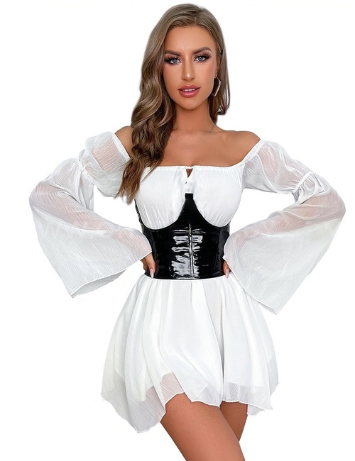 Корсет под грудь Star Night, со шнуровкой и трусиками в комплекте, черный, L (без коробки)