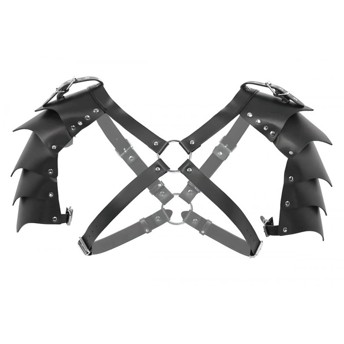 Мужская портупея с объемными плечами , экокожа, черная, One Size