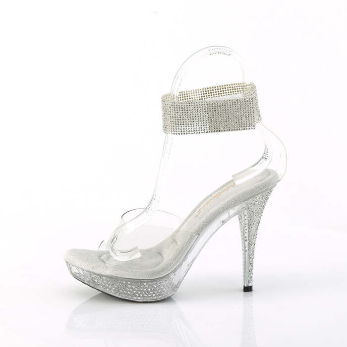 Босоніжки Elegant-442 на підборах 4 1/2 дюйма, босоніжки PF 1 дюйм з манжетою на щиколотці RS, прозорі