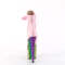 Чоботи Pleaser Flamingo-1020HG *8-дюймовий каблук, 4-дюймові черевики на шнурівці спереду з PF, блискавка збоку, ніжно-рожеві/багатокольорові