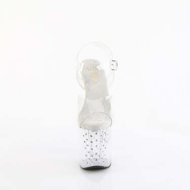 Босоножки Enchant-708RS, каблук 8 дюймов, ремешком на щиколотке шириной 3 3/4 дюйма, с ремешком на подошве из PF, с RS на подошве из PF, прозрачные