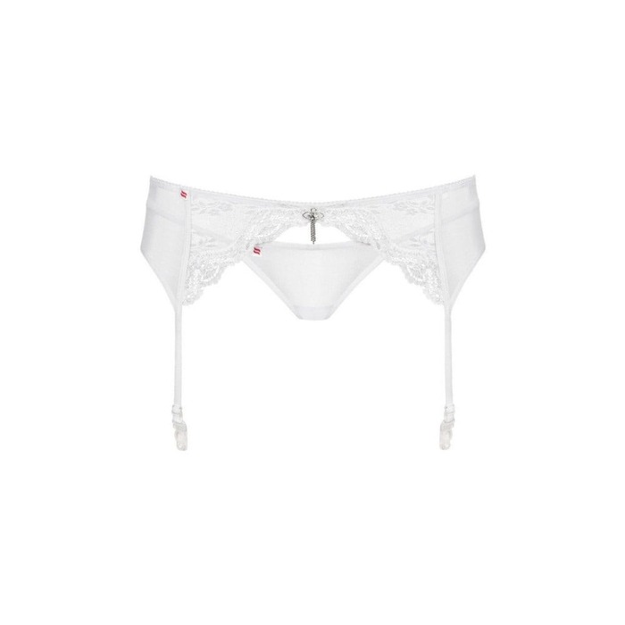 Пояс для чулок с трусиками Obsessive Charms белый, L/XL