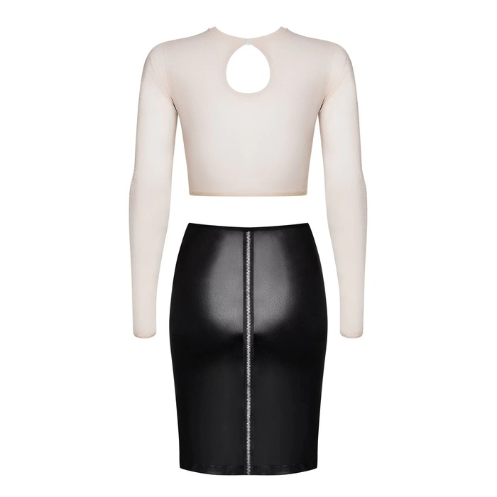 Комплект сексуальной одежды Obsessive Bossy топ и юбка, белый-черный, S/M