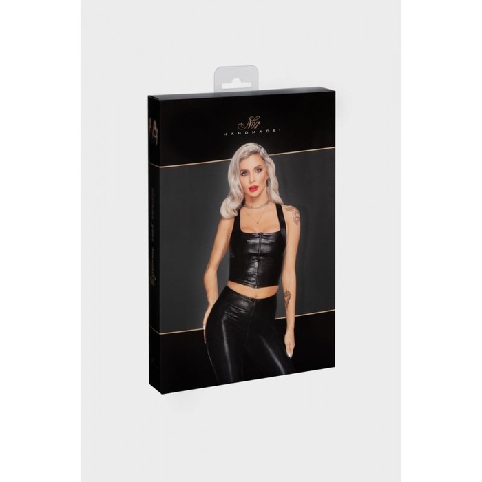 Топ эротичный виниловый со змеиным тиснением M F275 Noir Handmade, черный