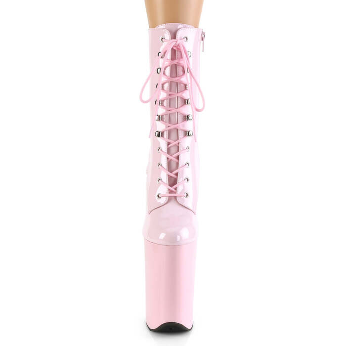 Чоботи Infinity-1020 на підборах 9 дюймів, черевики на шнурівці 5 1/4 дюйма спереду, блискавка збоку, ніжно-рожеві