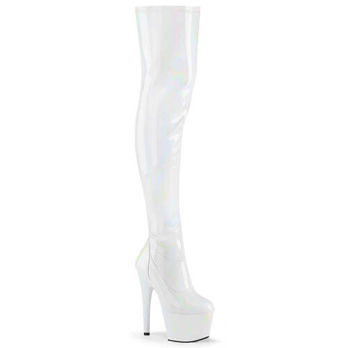 Сапоги Adore-3000HWR, каблук 7 дюймов, эластичный ботинок PF 2 3/4 дюйма, молния сбоку, белые