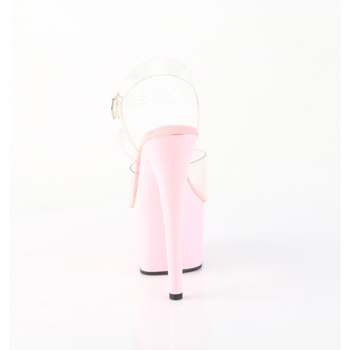 Босоніжки Adore-708 на підборах 7 дюймів, босоніжки з ремінцем на щиколотці 2 3/4 дюйма, прозорі/рожеві