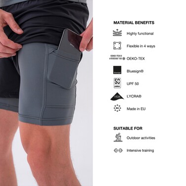 Шорти Double-Layer Shorts with Smart Pockets GREY 318
