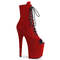 Ботинки Pleaser Flamingo-1021FS *Каблук 8 дюймов, 4-дюймовый PF открытый носок, шнуровка, боковая молния, красные