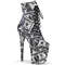 Чоботи Pleaser Flamingo-1020DP *8-дюймовий каблук, 4-дюймові черевики на шнурівці спереду з PF, блискавка збоку, білі/чорні
