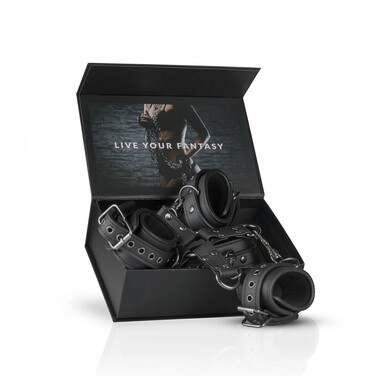 Хрестовина з фіксаторами для рук та ніг Easytoys, штучна шкіра, чорна