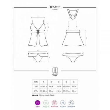 Комплект новогодний 4 предмета Obsessive 851-CST-3 красный, L/XL