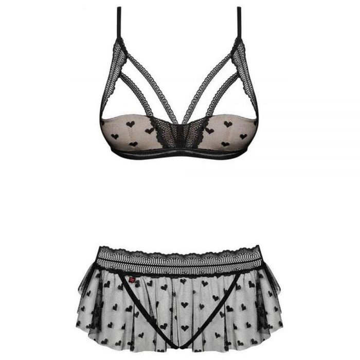 Комплект Obsessive Heartia set 3-pcs black S / M