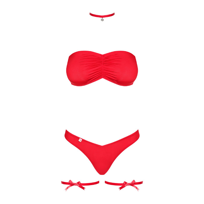 Новорічний костюм Obsessive Kissmas set червоний, S/M