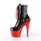 Чоботи Pleaser Adore-1020 на підборах 7 дюймів, черевики на шнурівці 2 3/4 дюйма, блискавка збоку, чорні/червоні хромовані
