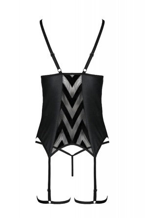 Корсет з гартерами S/M Angelica Passion, зі стрінгами, чорний