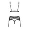 Комплект мереживний з поясом для панчох Obsessive Firella garter belt set Чорний S/M