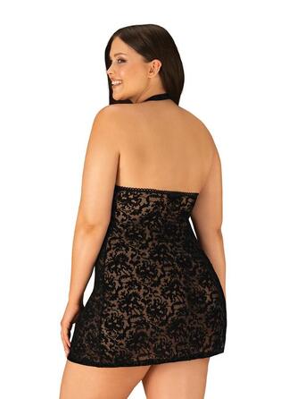 Рубашка з трусиками Obsessive Softily chemise 2XL/3XL Чорний