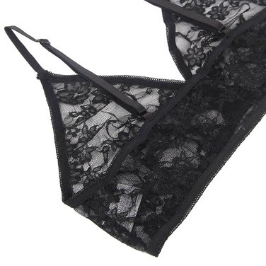 Комплект білизни з рукавичками Star Night мереживний, чорний, XS-S