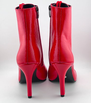 Профессиональные ботильоны для High Heels Premier из натуральной кожи, модель 'Красная змея', с открытым носком и шнуровкой, красный цвет