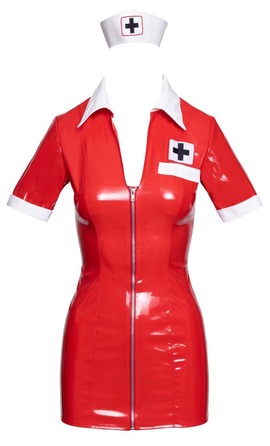Костюм медсестры красный виниловый Black Level Vinyl Nurse 2 предмета, M