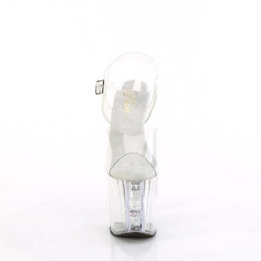 Босоніжки Enchant-708AQUA-02 на підборах 8 дюймів, з ремінцем на щиколотці 3 3/4 дюйма, прозорі/сріблясті