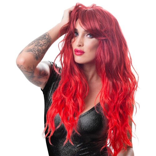 Парик с челкой Cottelli Wig red wavy long, красный
