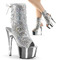 Ботильоны Pleaser Adore-1018DCS с открытым носком и пяткой, каблуком 7 дюймов, PF 2 3/4 дюйма, с RS, молнией сбоку, серебристые
