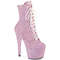 Чоботи Pleaser Adore-1020SDG *7-дюймовий каблук, 2 3/4-дюймові черевики на шнурівці зпереду, блискавка збоку, ніжно-рожеві
