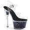 Босоніжки Pleaser Sky-308GF *7 дюймів на підборах, 2 3/4 дюйма з блискітками та ремінцем на щиколотці, прозорі/чорні