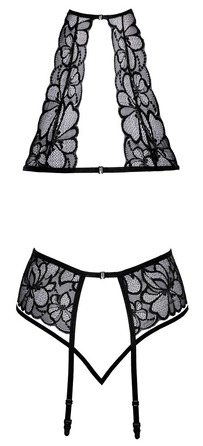 Комплект белья из нежного цветочного кружева Kissable Bra Set Lace черный, S/M