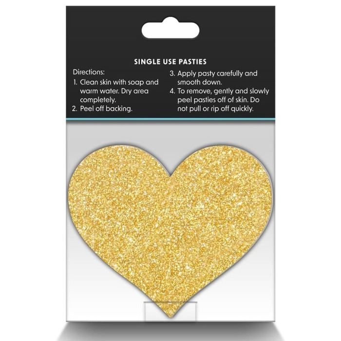 Набор из 2-х пар пестисов в форме сердца NS Novelties Pretty Pasties Glitter Hearts, черный/золотой